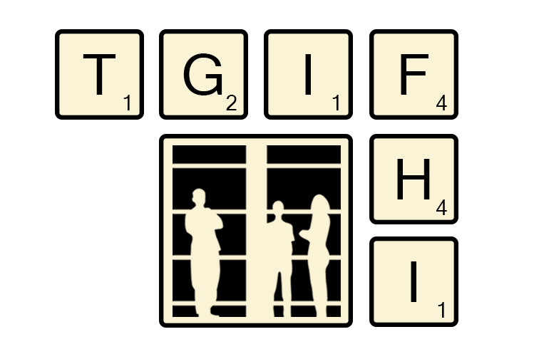 tgiFHI logo. Black text against transparent background with silhouette of three people.